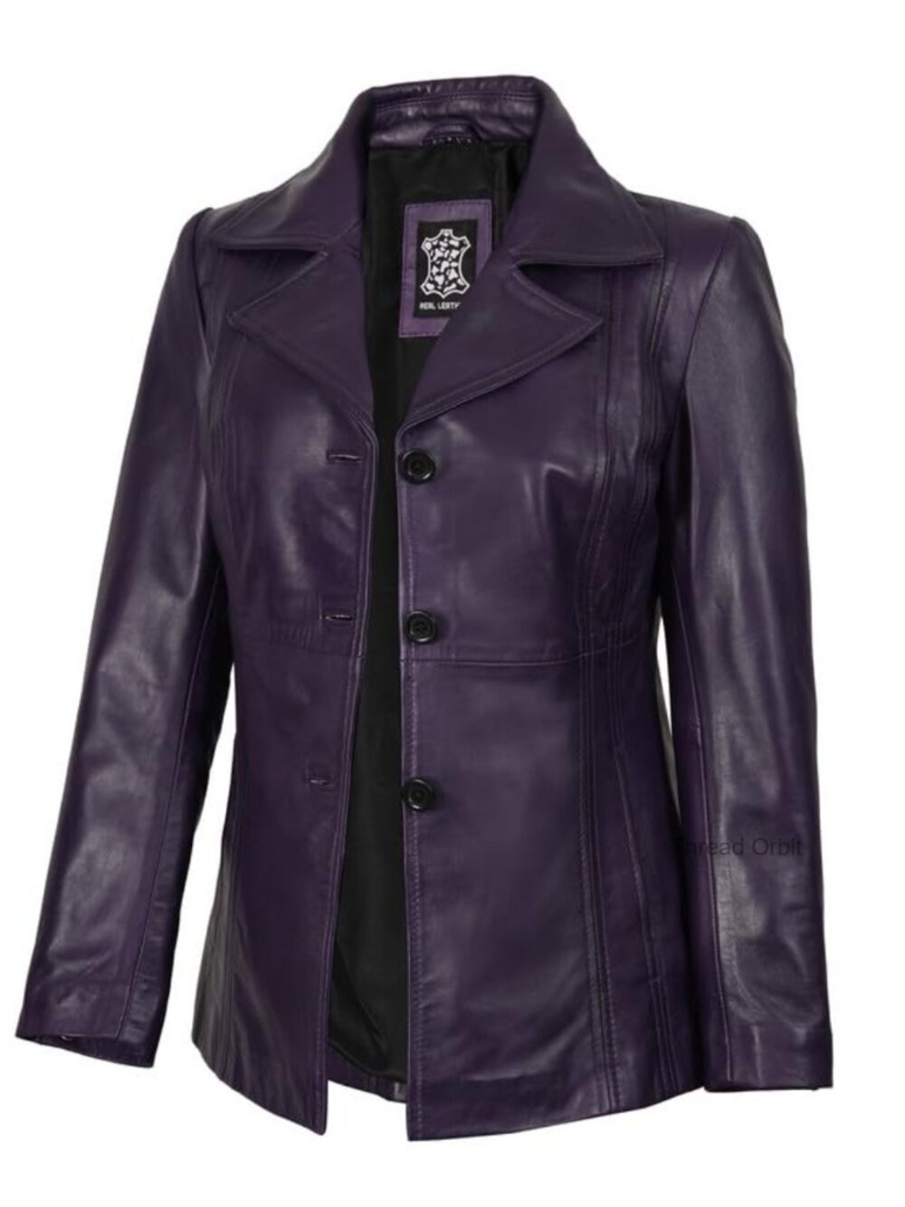 Women's Real Lambskin Leather Blazer Jacket - Long Sleeve Button Front
